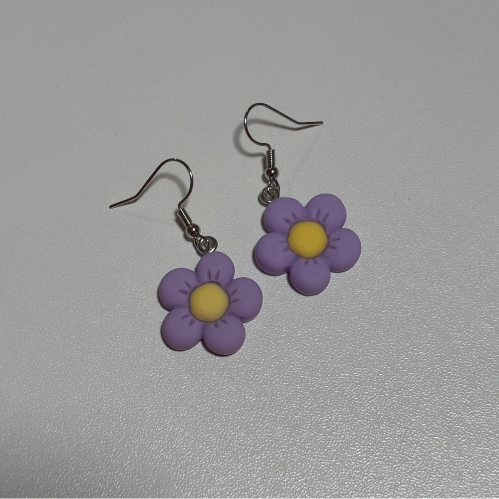 Purple Flower Earrings